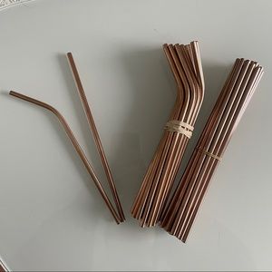 Bundle of Rose Gold Metal Straws